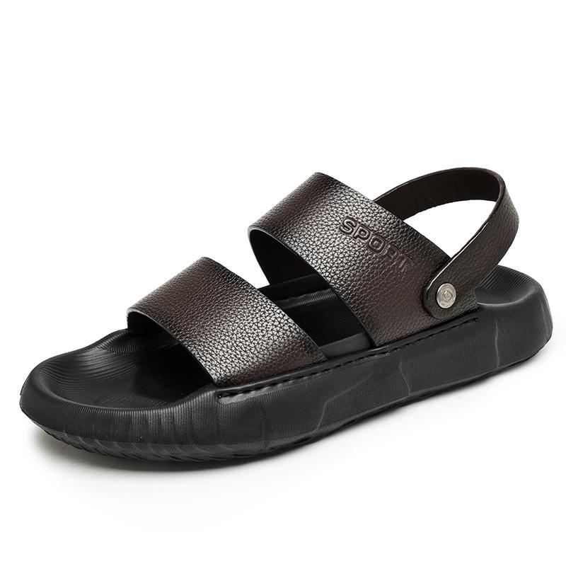 Fashion Luxury Brand Genuine Leather Sandals Men Outdoor Antiskid Walking Slipper2025Male Summer Beach Soft Bottom Flat Designer Sandals