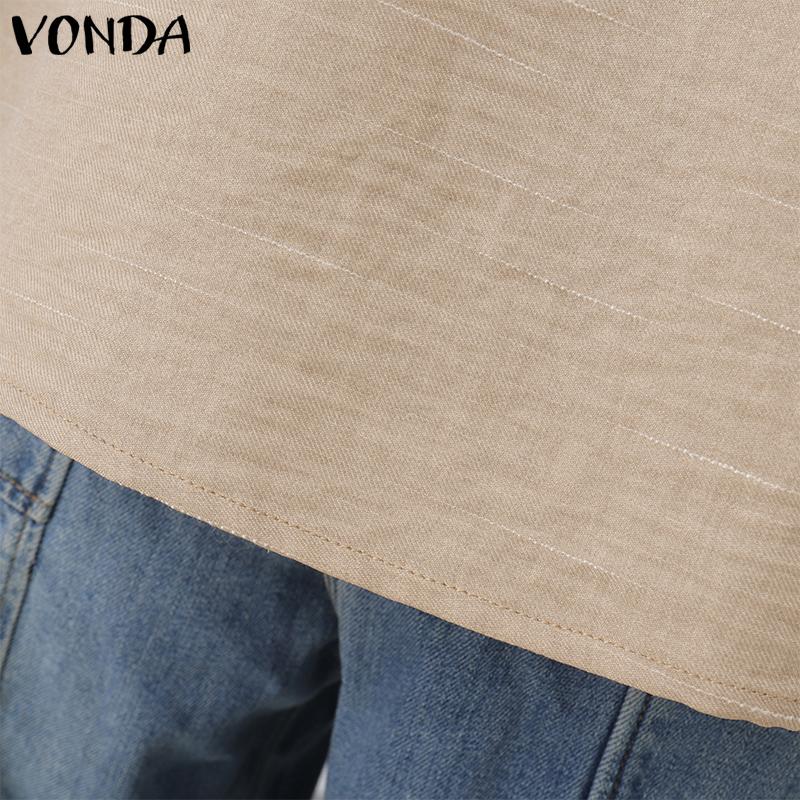 VONDA Women Casual Lace Lapel Long Sleeve Blouses