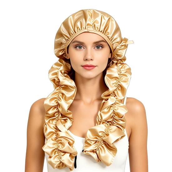 Hair Curling Hat Smooth Satin Soft Breathable Fabric Braids Twists Hat Curling Hat Women Sleeping Long Hair Cap
