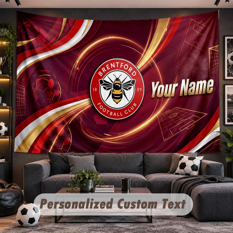 Brentford Football Personalized Tapestry Support Custom Name, Wall Art Home Decoration