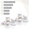 Espresso Cups and Saucers, 2.4 Oz, Set of 12, Gold Rim, Demitasse Espresso Cups, Porcelain Espresso Cups with Saucer