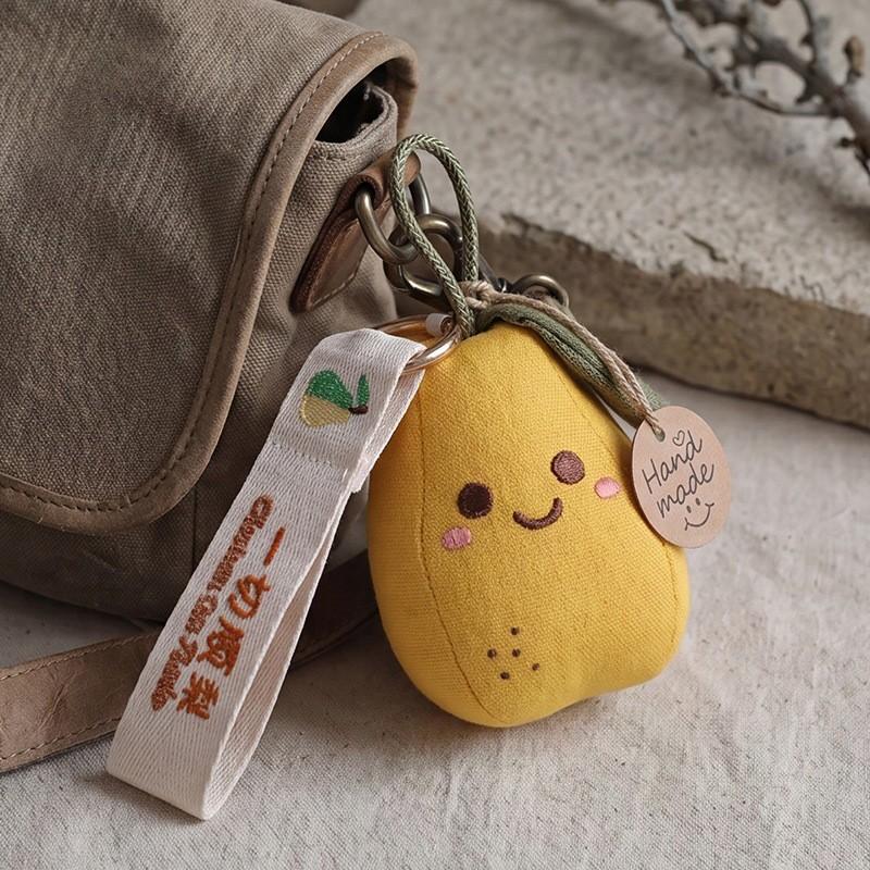 Apple And Pear Plush Keychain With Polyester Material For Cute Gift And Decoration
