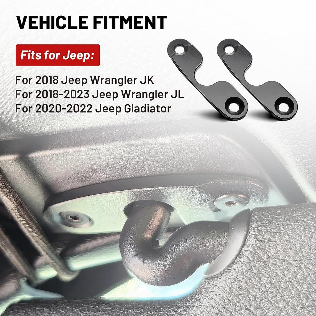 RED WOLF Aluminum Alloy Sun Visor Repair Kit for 2018-2023 Jeep Wrangler JK JL JT Gladiator Rubicon Sport Visor Clips Heavy Duty Visor Mounting