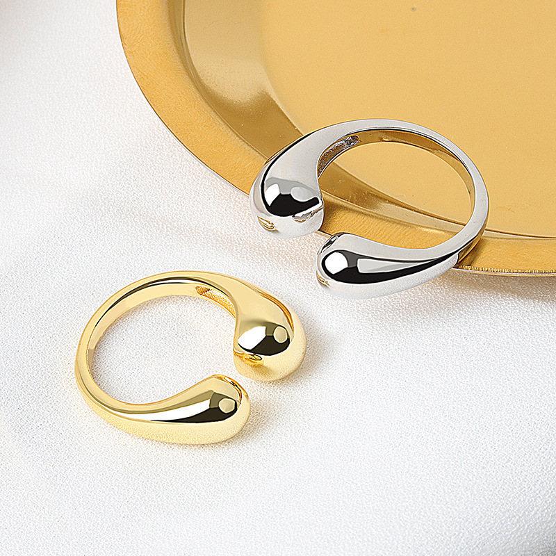 Stainless Steel Smooth Open Irregular Ring for Women Fashion Gold Color Geometric Waterdrop Ring Party Couple Rings Jewelry Gift