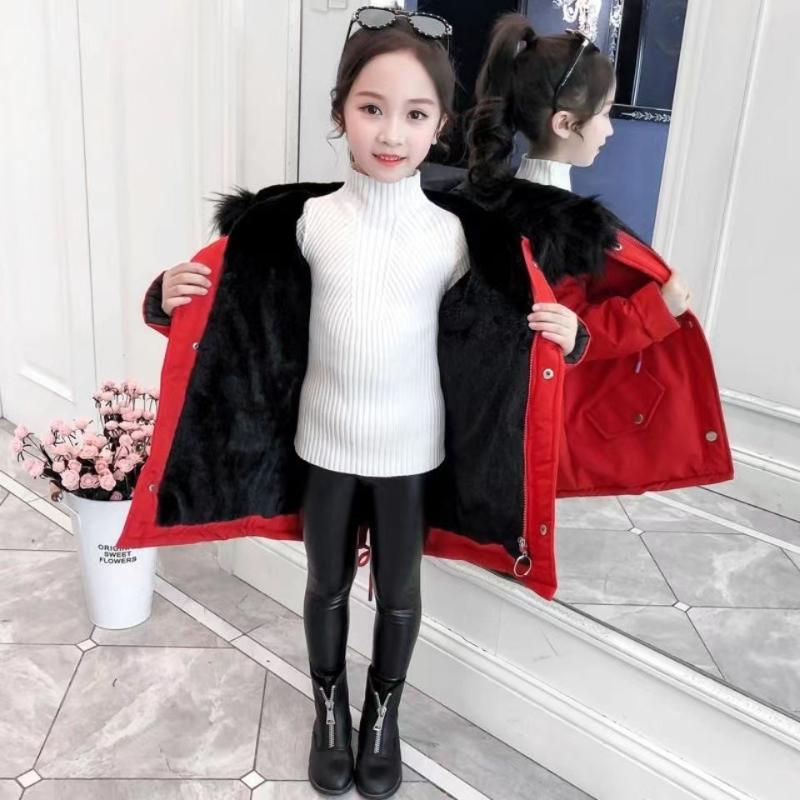 Girls Winter Jackets Thickened Hooded Cotton Padded Overcoat for Children Fashion Coats for Child Clothes