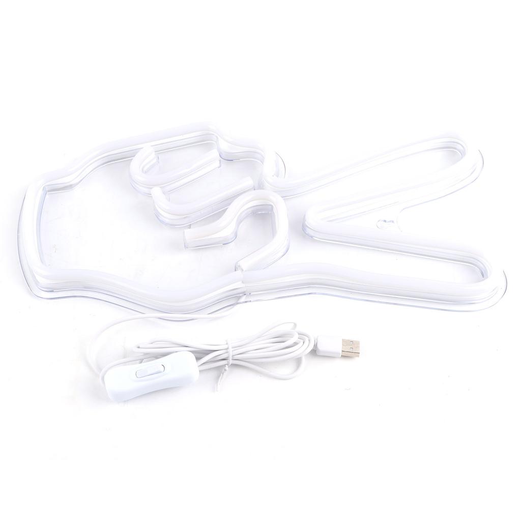 Neon Sign Light Innovative Victory Gesture Decorative Lamp USB Powered for Bedroom Cabinet Shelf