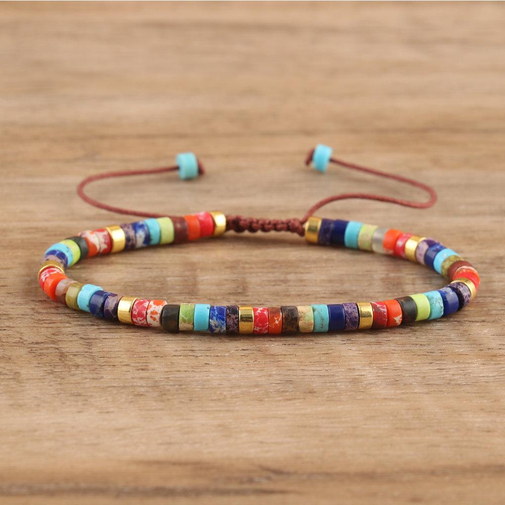 2x4mm Dainty Imperial Jasper Bracelet for Women Handwoven Adjustable Healing Stone Jewelry Alloy Main Material for Anniversary