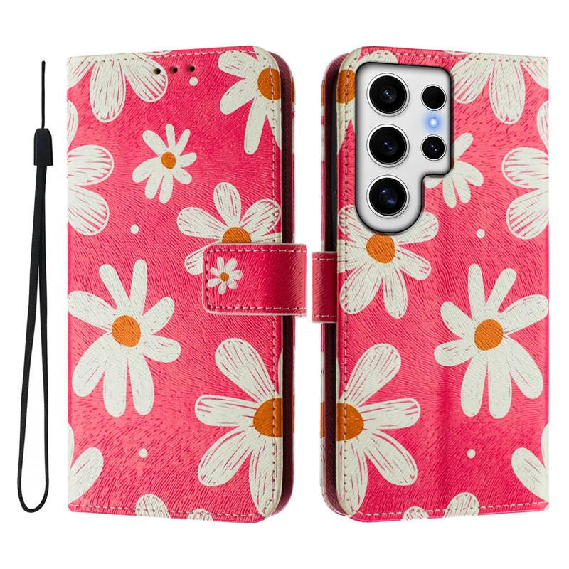 Luxury Flip Leather Case For Samsung Galaxy S24 Ultra Flip Cover On For SAM S24+ Plus FE S24FE 5G Wallet Bags Flower Cases Shell