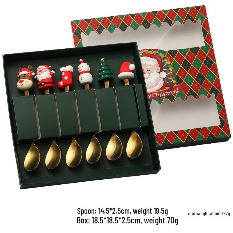 Creative Stainless Steel Christmas Tree & Reindeer Cutlery Set: Spoon & Fork
