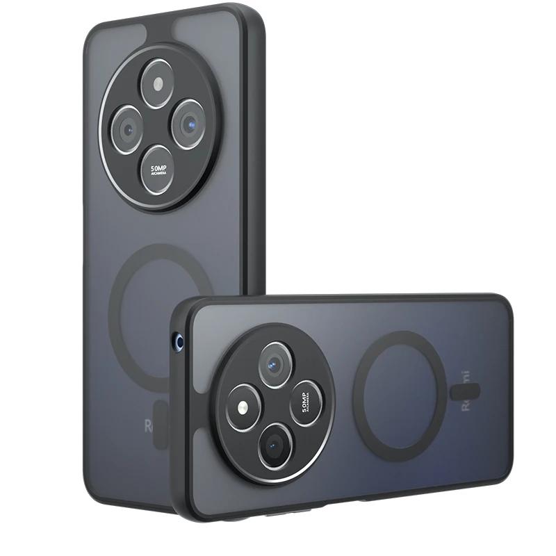 

Для чехла Magsafe, противоударного жесткого бампера, чехла для POCO M7 X7Pro F6 X6 Pro M6 4G M6 Plus 5G, магнитного беспроводного зарядного чехла Poco X7 Pro чёрный