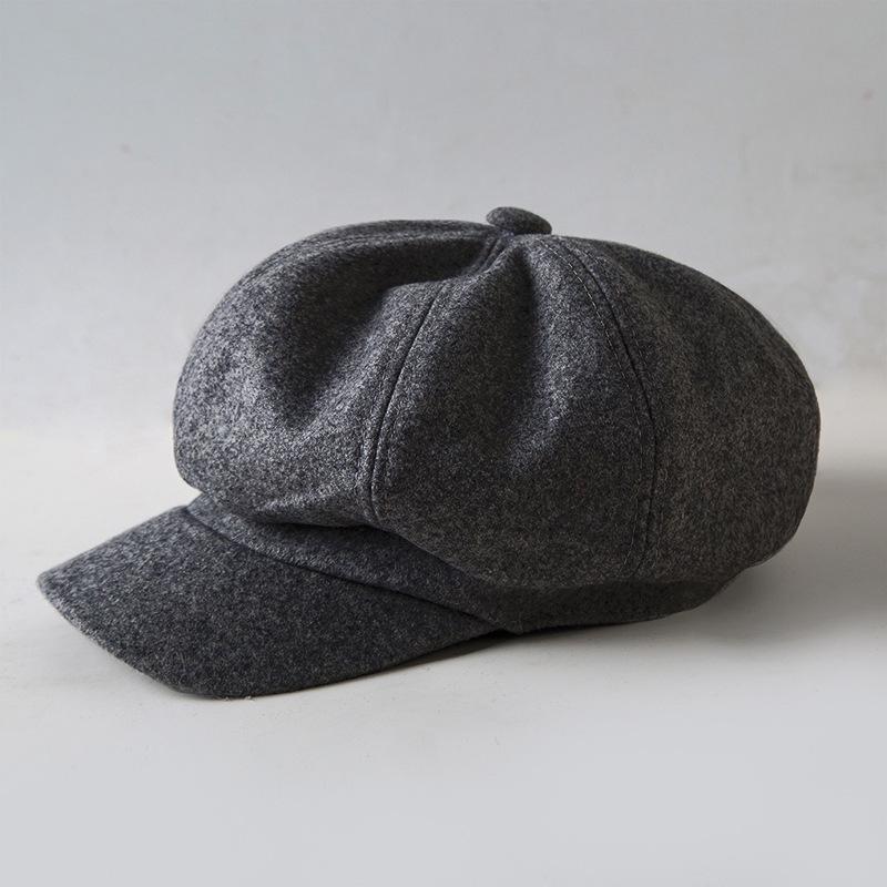 Cross-Border Wool Newsboy Beret: Autumn-Winter Korean Style, Versatile Solid Color, Trendy Japanese Duckbill Octagonal Hat