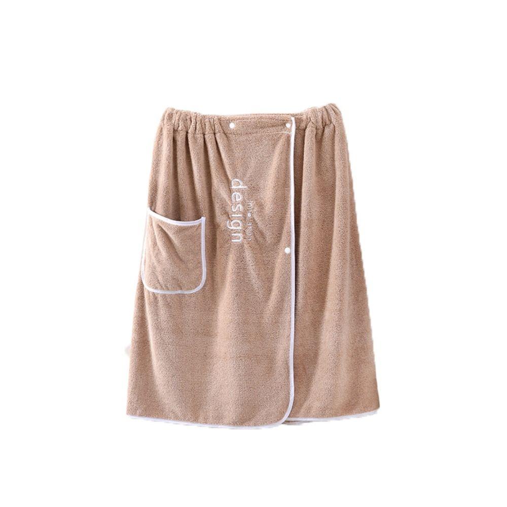 With Pocket Shower Towel Solid Color Short Towel Skirt Bathrobe Men Wearable Bath Towel Shower