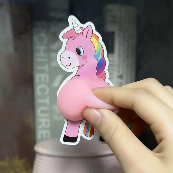 3D Horse Butt Anti-collision Sticker Cartoon Horse Decal Anxiety Stress Relief Butt Pinch Toy Adhesive Animal Decorative Sticker