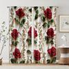 2pcs, Upscale Curtains 2D Print Red Roses & Golden Floral Pattern Polyester Woven (without Rod) All Seasons for Bedroom and