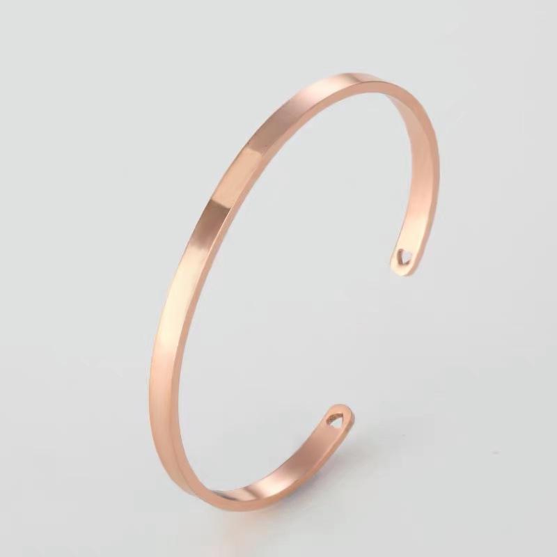 St. Delan Smooth Titanium Steel Couple's Open Bangle - European & American Fashion Jewelry