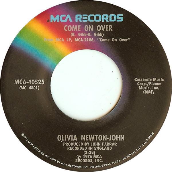 

7inch Record OLIVIA NEWTON-JOHN - Come On Over MCA40525 MCA Records 1976 US Pop Used