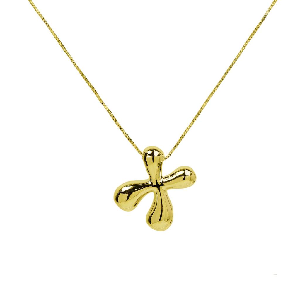 18K Gold Plated Copper Balloon Bubble Chubby Alphabet Pendant Necklace