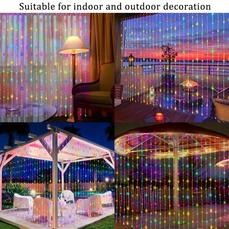LED Solar Curtain Lights 8 Lighting Modes Fairy Tale Copper Wire for Christmas Weddings Home Garden Outdoor String Lights Decor