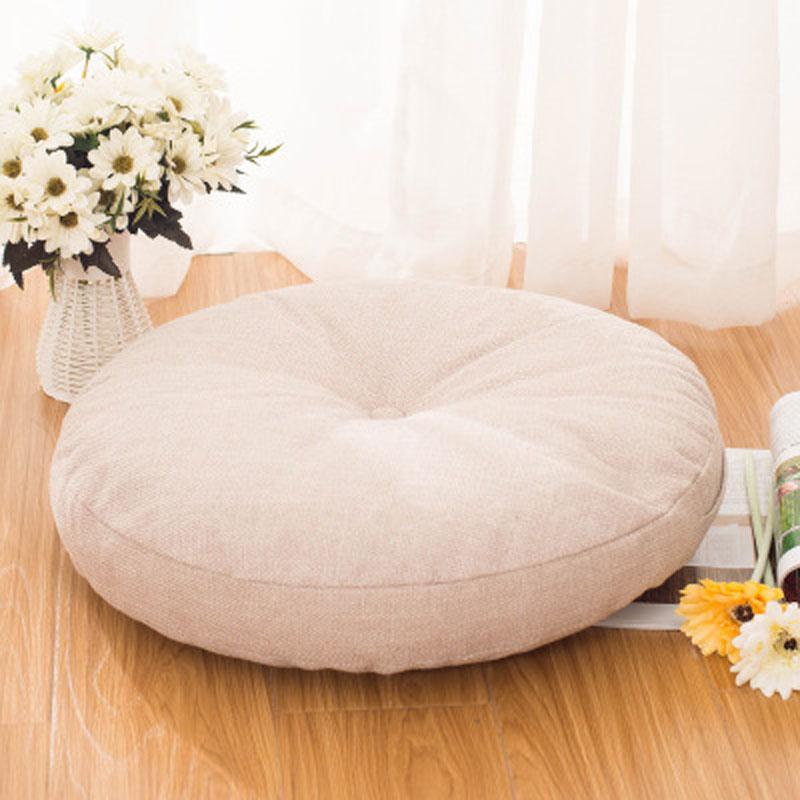 40-70cm Round Cushion Linen Cotton Seat Pad Thick Washable Cushion Meditation Mat Modern Sofa Pillow Tatami Chair Back Cushion