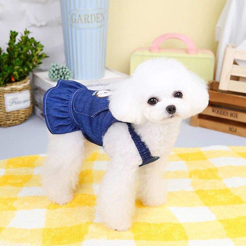 Puppy Denim Dress for Small Medium Dog Kitten Clothing Vest Spring Summer Yorkie Chihuahua Skirt Clothes Ropa Perro Pet Supplies