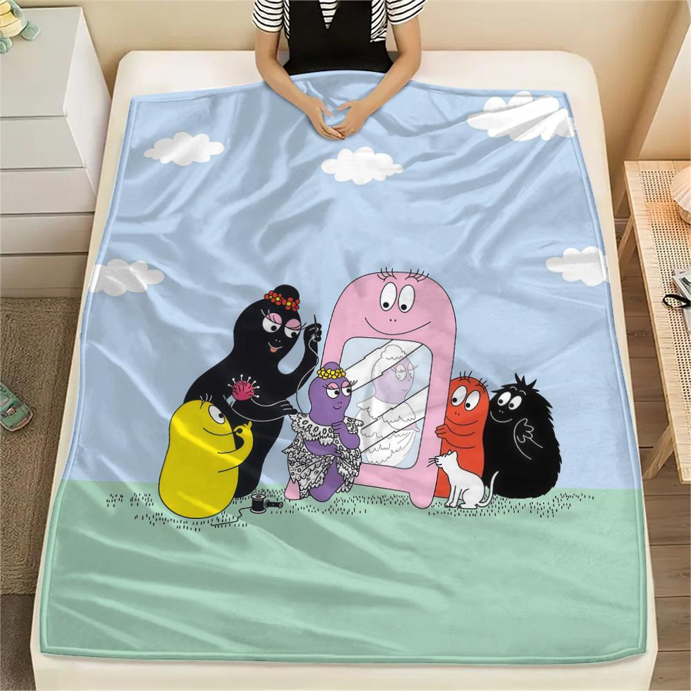Barbapapa Flannel Blanket, High quality Comfortable for All Seasons, Home Decor, Warmth and Comfort