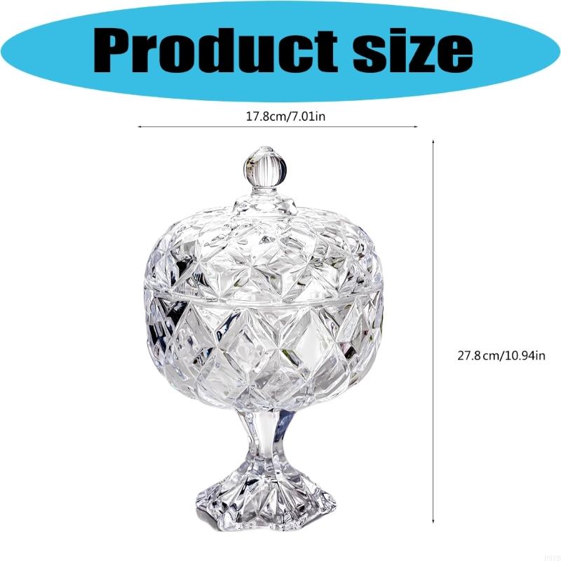 Clear Glass Jars with Lid Crystal Glasses Candy Dishes Jewelry Box for Wedding,Christmas Party Decorative Candy Bowl P9YB