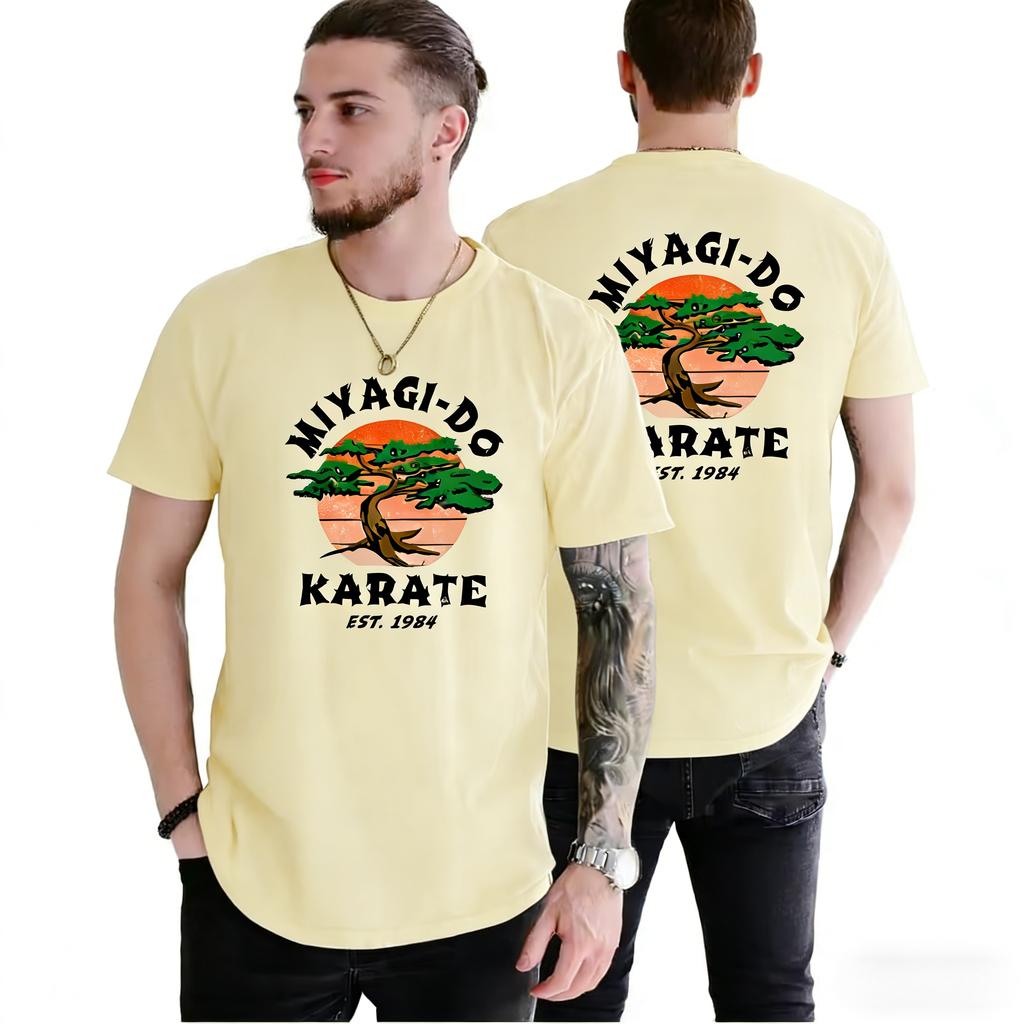 Classic Anime Tshirt for Men Cobra Kai Miyagi Do Summer Mens Fashionable and Comfortable Pullover Hip Hop Street Mens Clothing