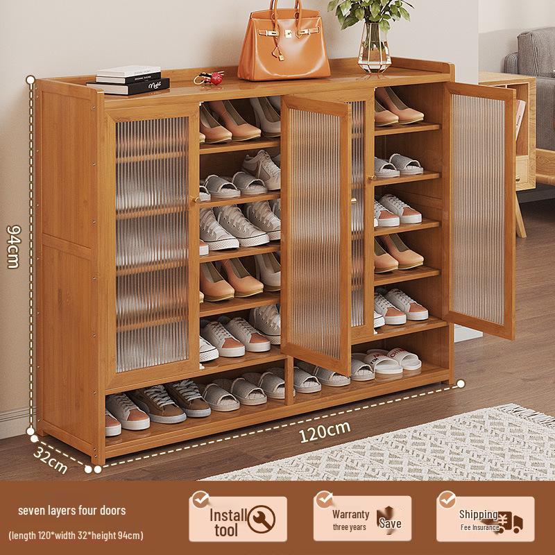 Japanese Rattan Dustproof Shoe Cabinet - Compact, Large-Capacity Entryway Storage Rack