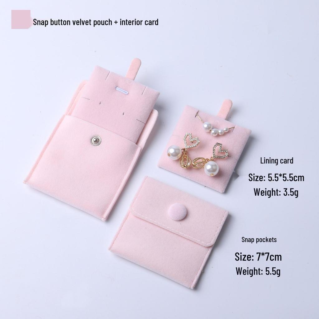 Pink Velvet Jewelry Bag with Insert Holder for Earrings, Necklaces & Cards