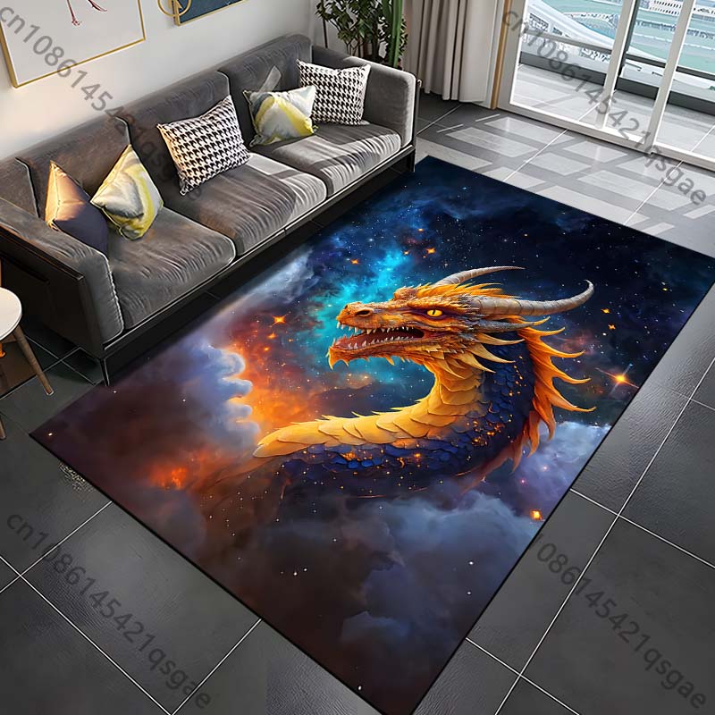 

1PC Flaming dragon in space Print Carpet Rug for Living Room Bedroom Sofa Doormat Home Decor Non-slip Floor Mat 40cm x 60cm