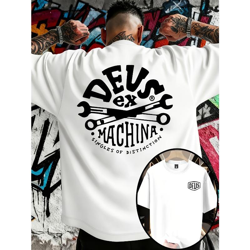 European Size Men'S Trendy Loose-Fitting Round Neck T-Shirt, Casual Everyday Short-Sleeve Tee, DEUS, Print T-Shirt, Suitable As a Gift