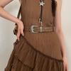 Vintage Printed Ethnic Style Belt Y2k Pants Decorative Fashion PU Leather Belt  Daily
