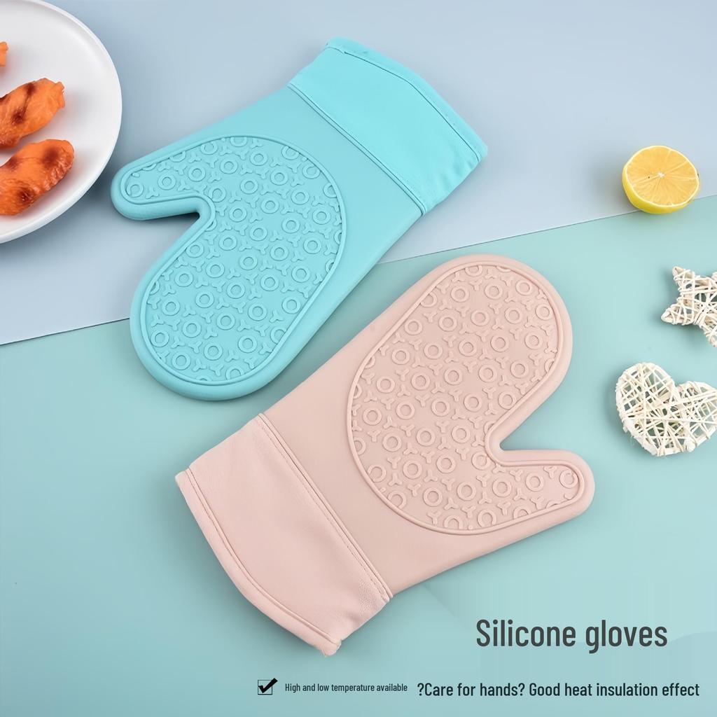 Extended Heat-Resistant Silicone Gloves for Cooking and Baking - High-Temperature Protection In Kitchen and Oven