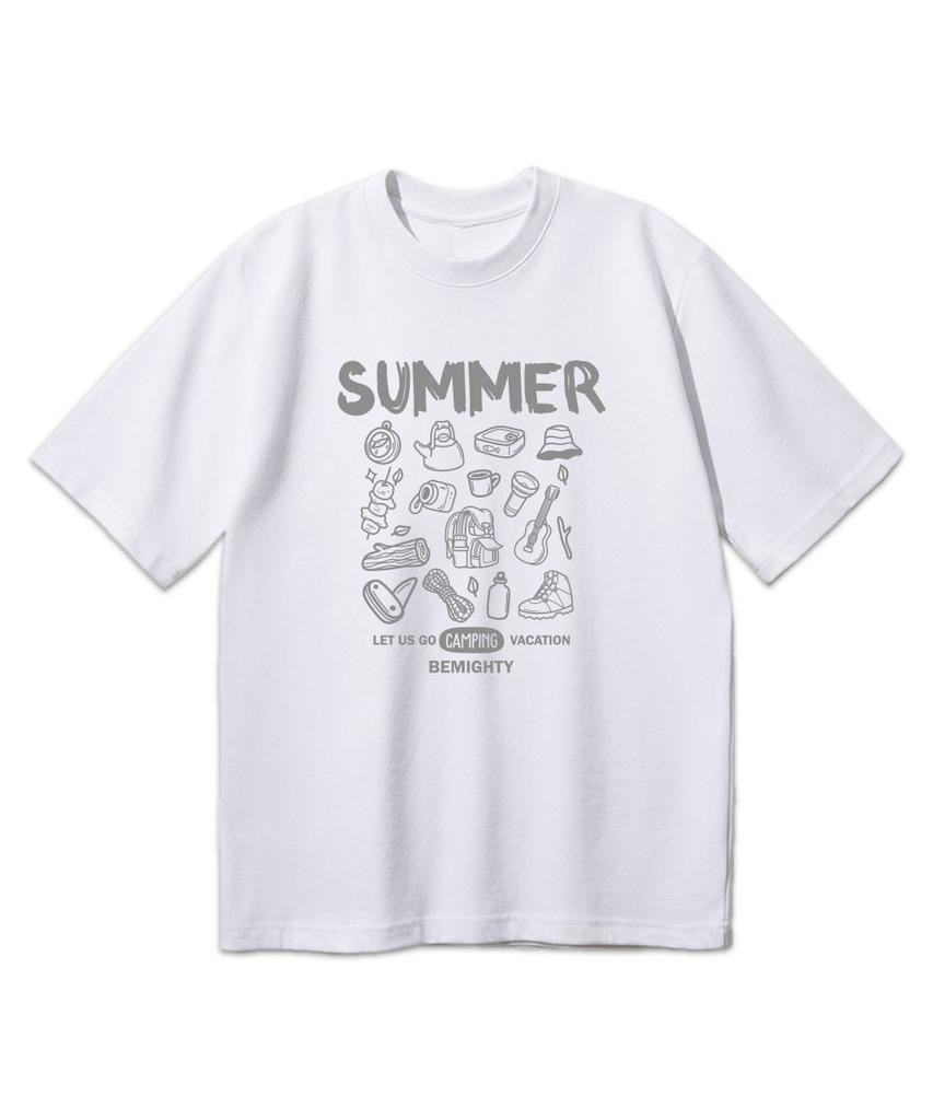 BEMIGHTY Summer Camp Oversized Short Sleeve T-Shirt [Oatmeal] (A Type)
