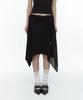Rough Neck Knit Layer Drape Skirt Black