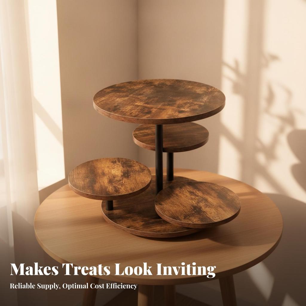 Rotating Display Stand Round Shelves 4tiers Dessert 360Degree Rustic Serving