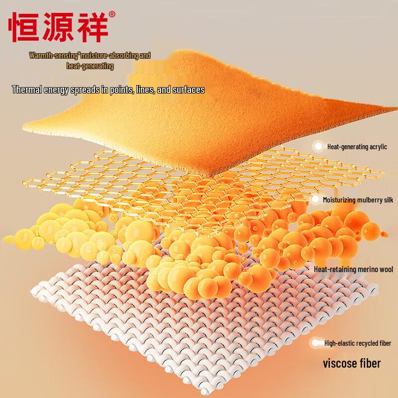 Hengyuanxiang Men's German Velvet Wool Silk Thermal Base Layer Top