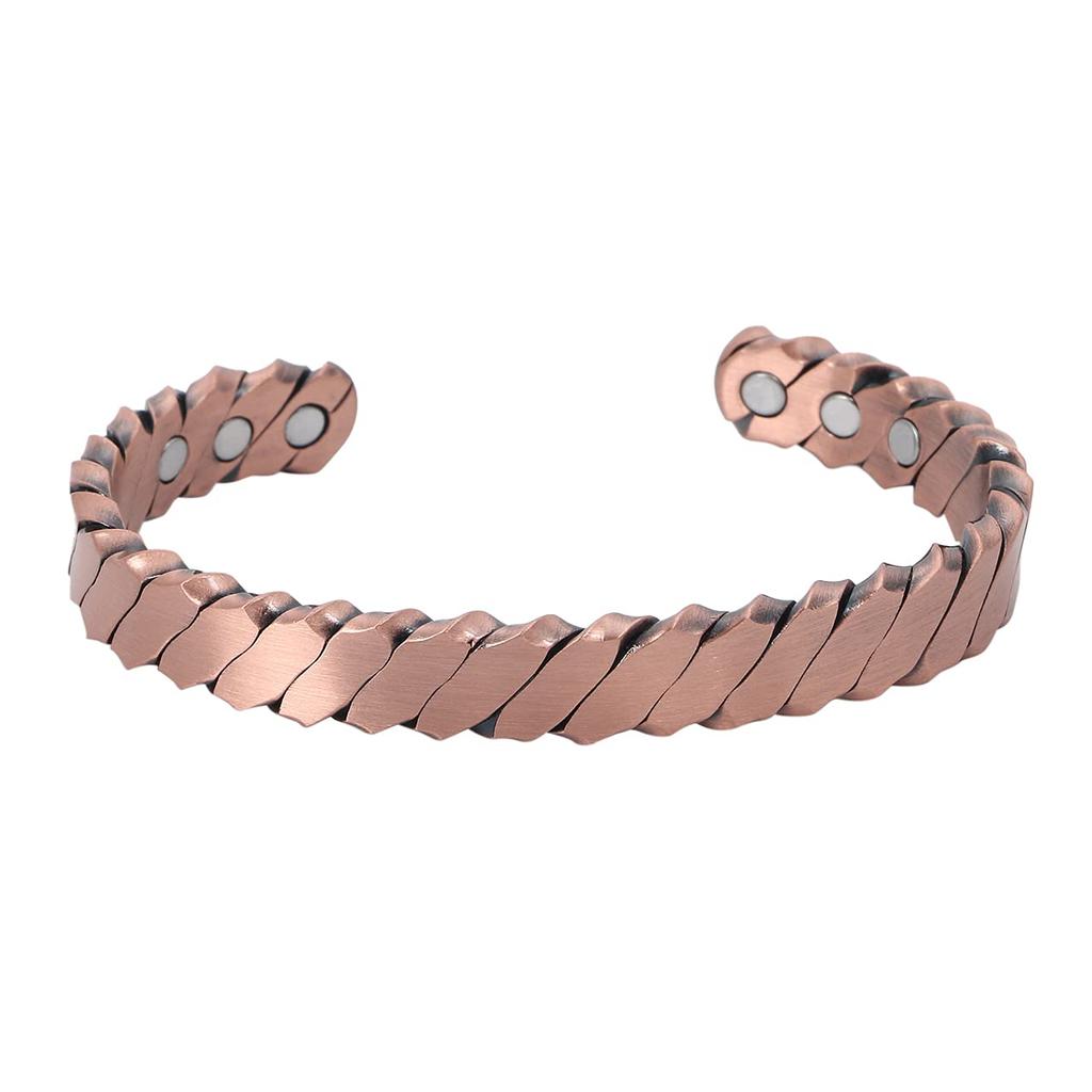 Magnetic Bracelet Open Bangle Red Copper Magnet Health Bracelet [ZIYMU] 6-Bead Men's type.A Zm-b-031