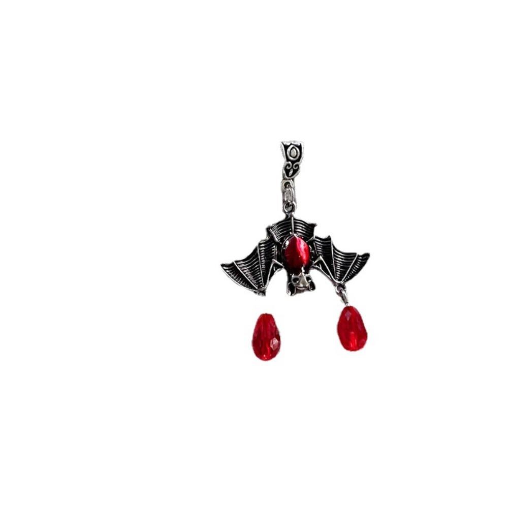 Punk Gothic Dunkle Fledermaus Roter Kristallperlen Anhänger Samt Halskette für Damen Hallowmas Party Retro Mode Halsband Choker Schmuck Geschenk