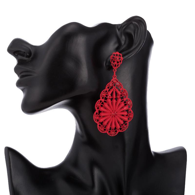 Alloy Elegant Plated Earrings For Women With Geometric Pattern And Rhinestones