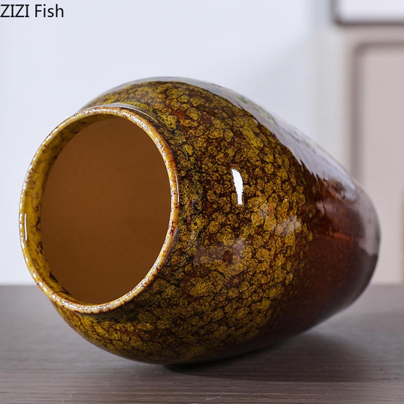 Retro Painted Ceramic Vase Classical Porcelain Plant Pots Table Decoration Flower Arrangement Floral Vases Room Aesthetic Decor