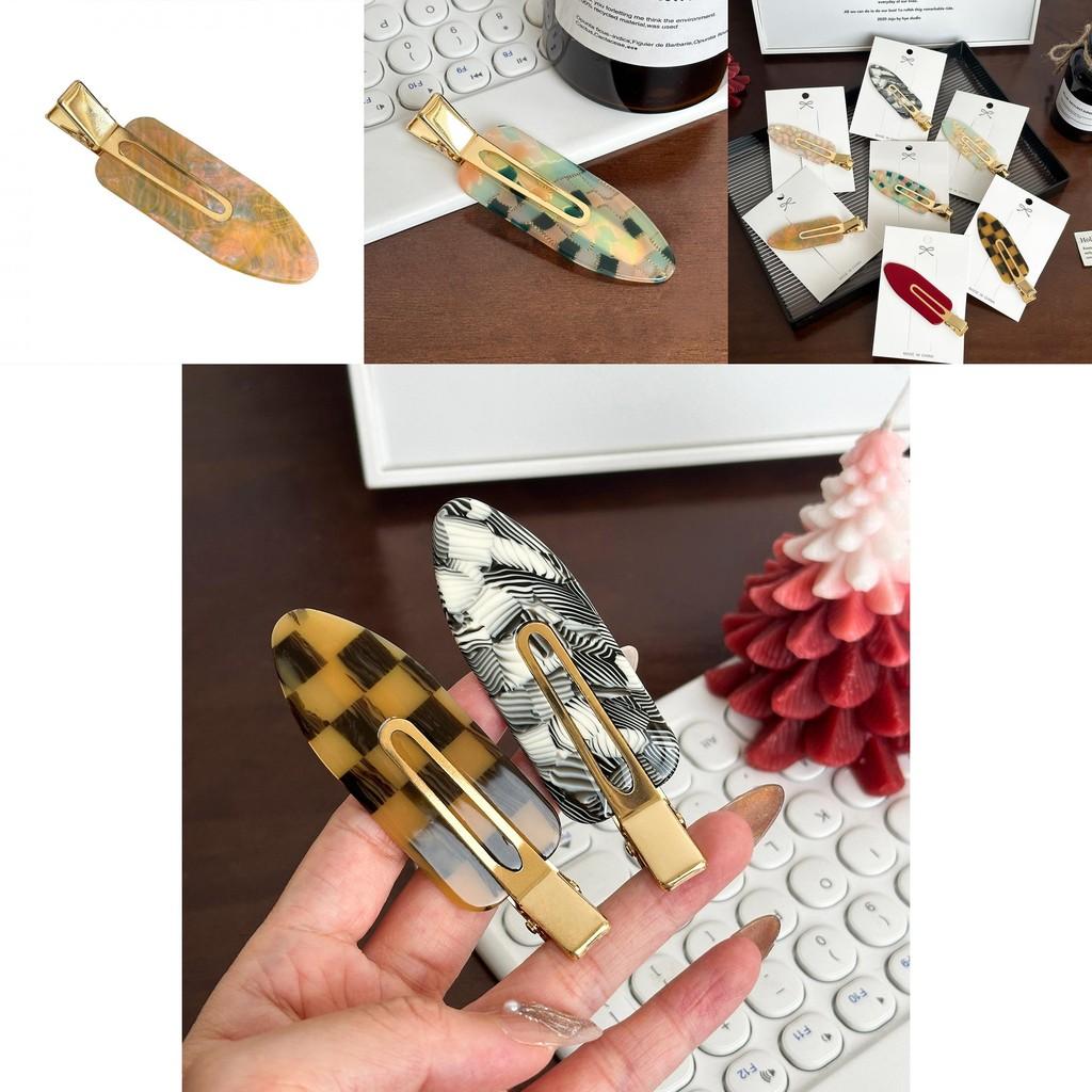 Fashionable Extra Large Acetate No Trace Hair Clip Timeless Plaid Side Hairpin