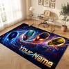 Space Cosmic Theme Crystal Velvet Floor Rug Personalized Custom Name Text Warm Carpet Home Decoration