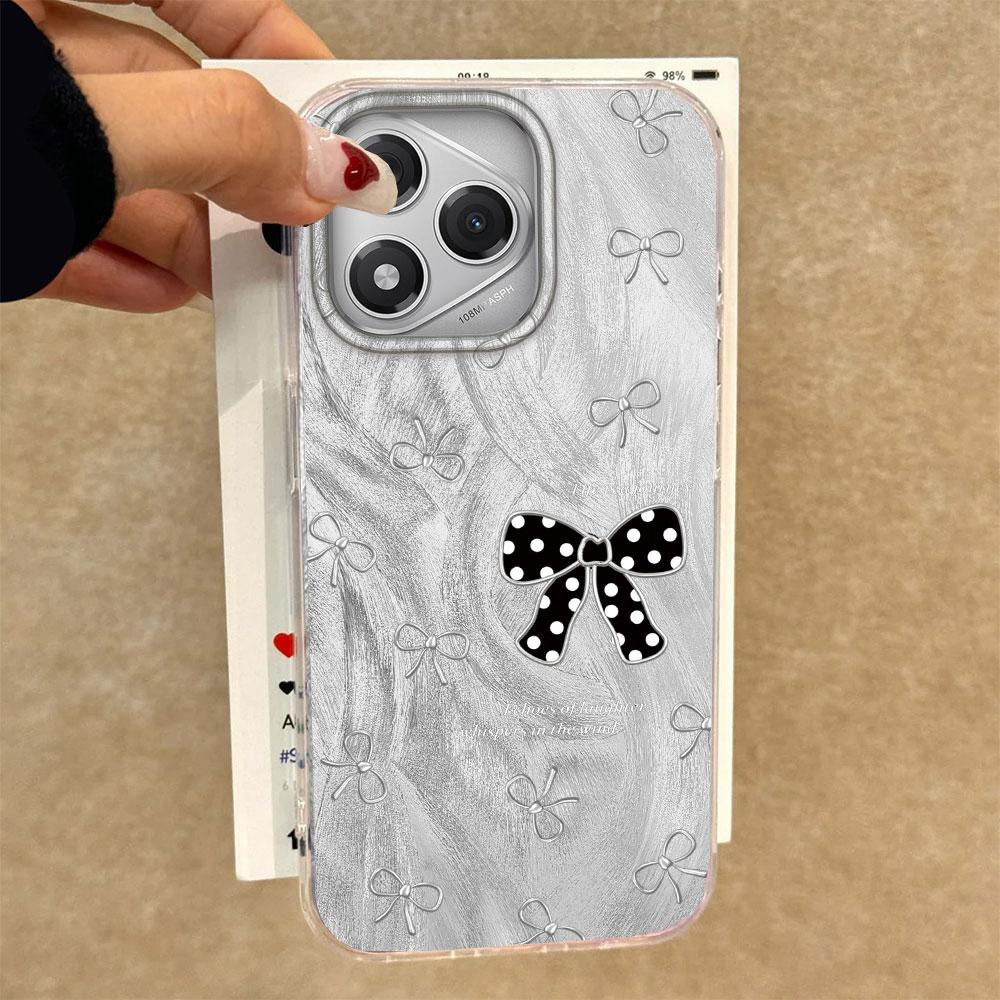 Retro Green Love Heart Bow Feather Texture Phone Case for Honor 400 200 Smart Pro Magic7 6 5 Lite X9a X9c X8b X8a X8c X7c Cover