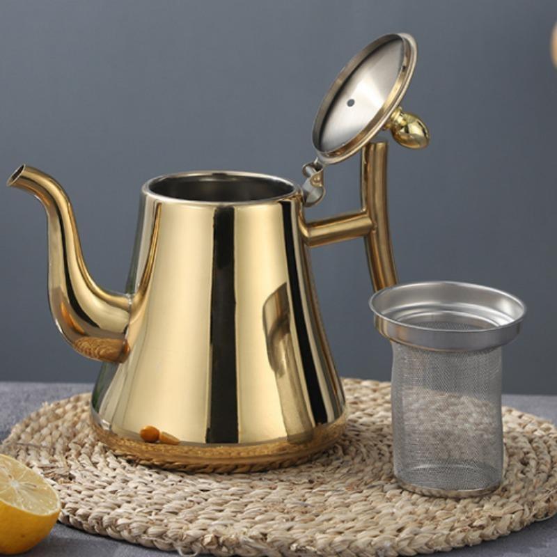 Tetera de acero inoxidable espesante de 1,5 l, ideal para hoteles, restaurantes, cocinas de inducción, café y té.