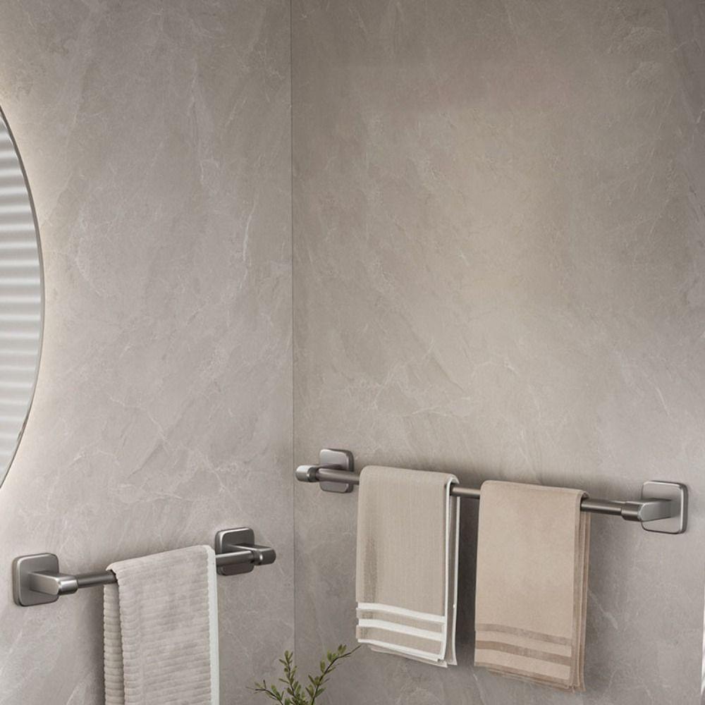 Good Bearing Capacity Towel Rack Rust-proof Wall Shelf Durable No-punch Towel Bar Bathroom Cabinet