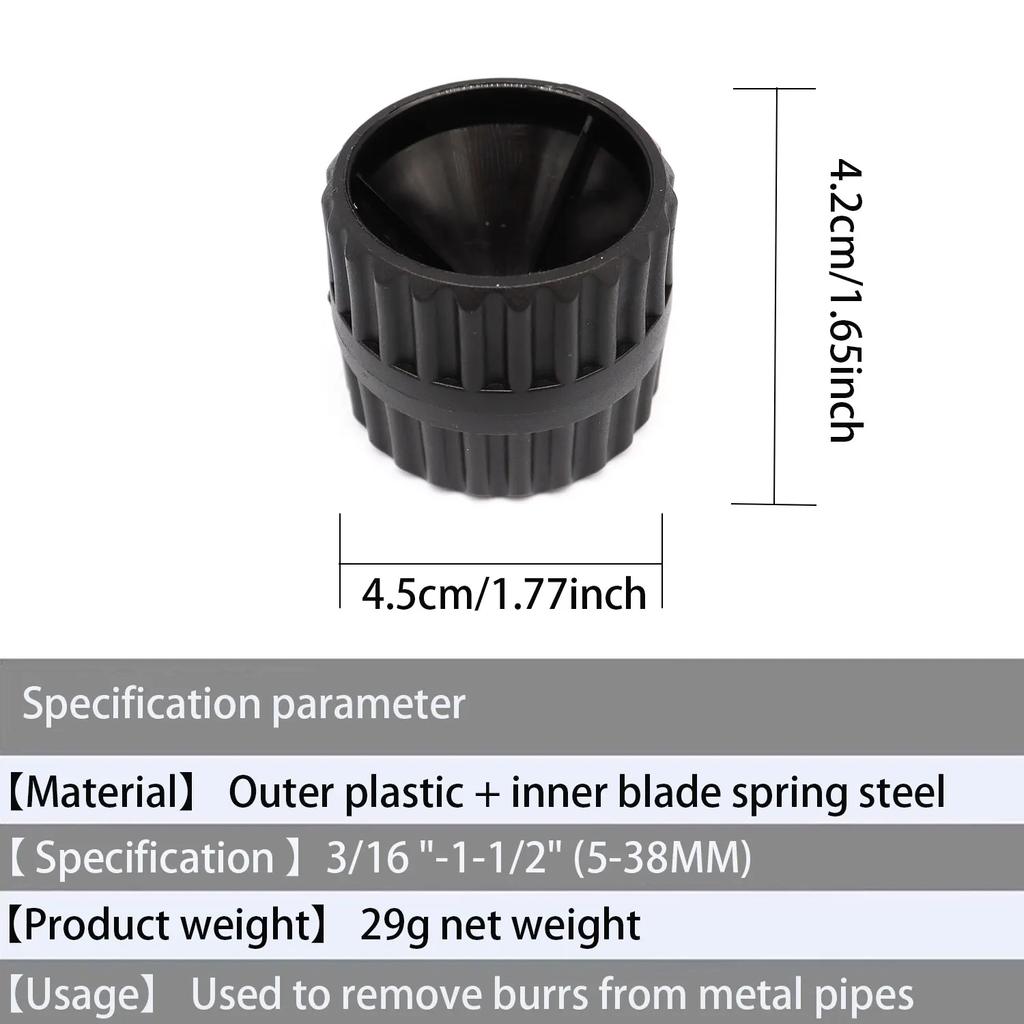 1pc black inner and outer reamer pipe and pipe, deburring reamer pipe chamfering tool for PVC/PPR/copper/brass/aluminum pipe