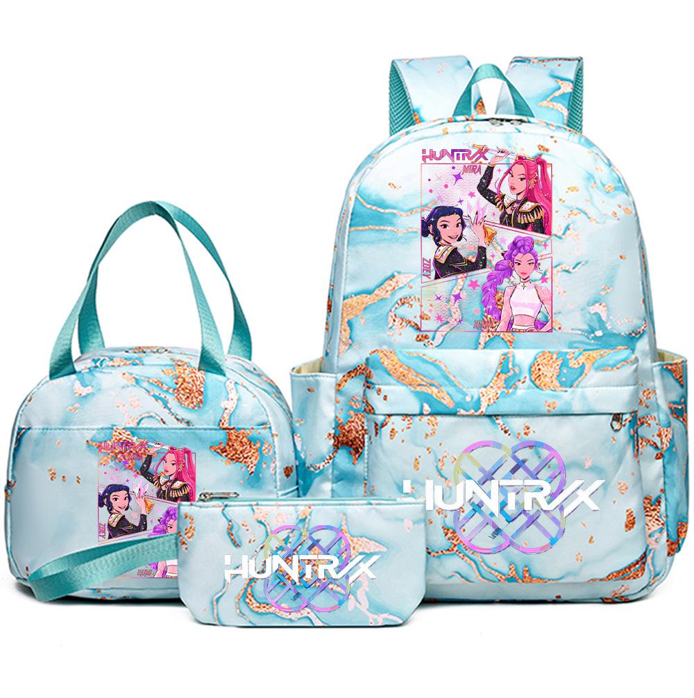3Pcs/set Anime Demon Hunters Printed Backpack Handbag Pencil Case for Teenager Student Bookbag Schoolbag Women Large Capacity Waterproof Bag