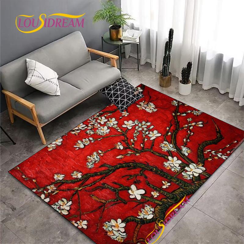 Fashion Van Gogh Art Carpet for Living Room Bedroom Rugs Kitchen Kids Door Un-slip Floor Mats Alfombra Birthday gift Poster Mat