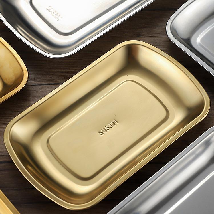 304 Stainless Steel Korean Snack & Barbecue Rectangular Plate
